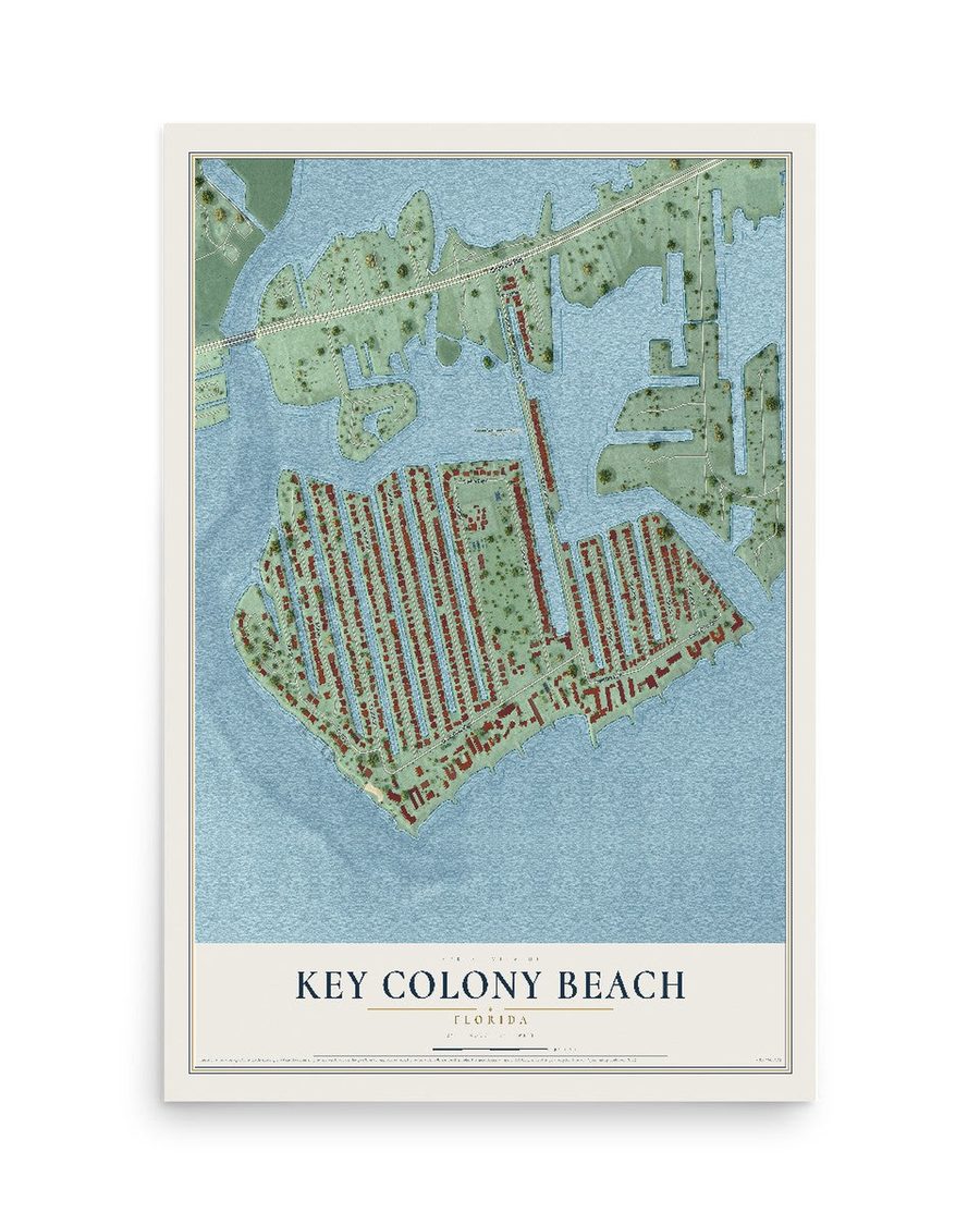 Key Colony Beach, Florida map print, 12 x 18 in, print only