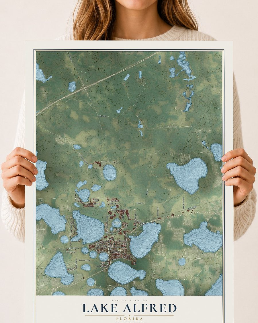 Lake Alfred, Florida map print, 18 x 24 in, print only