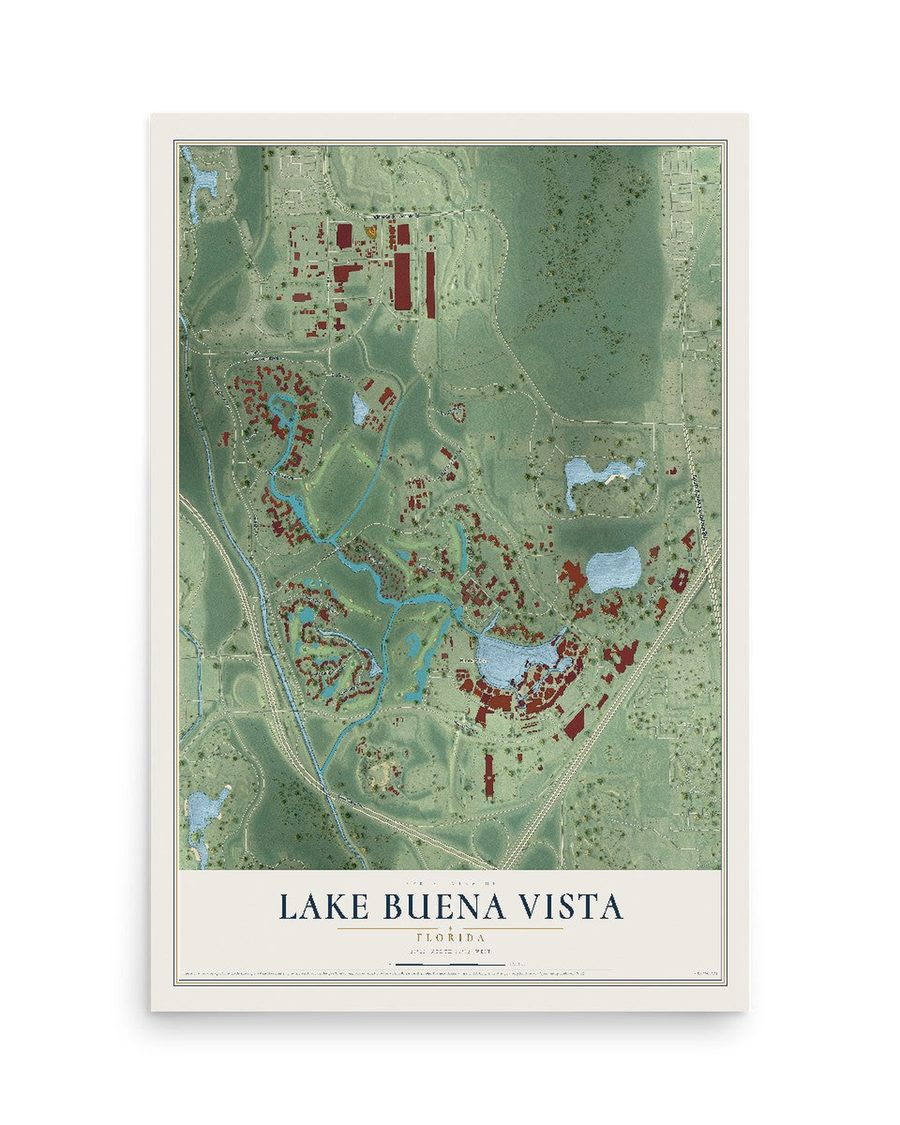 Lake Buena Vista, Florida map print, 12 x 18 in, print only
