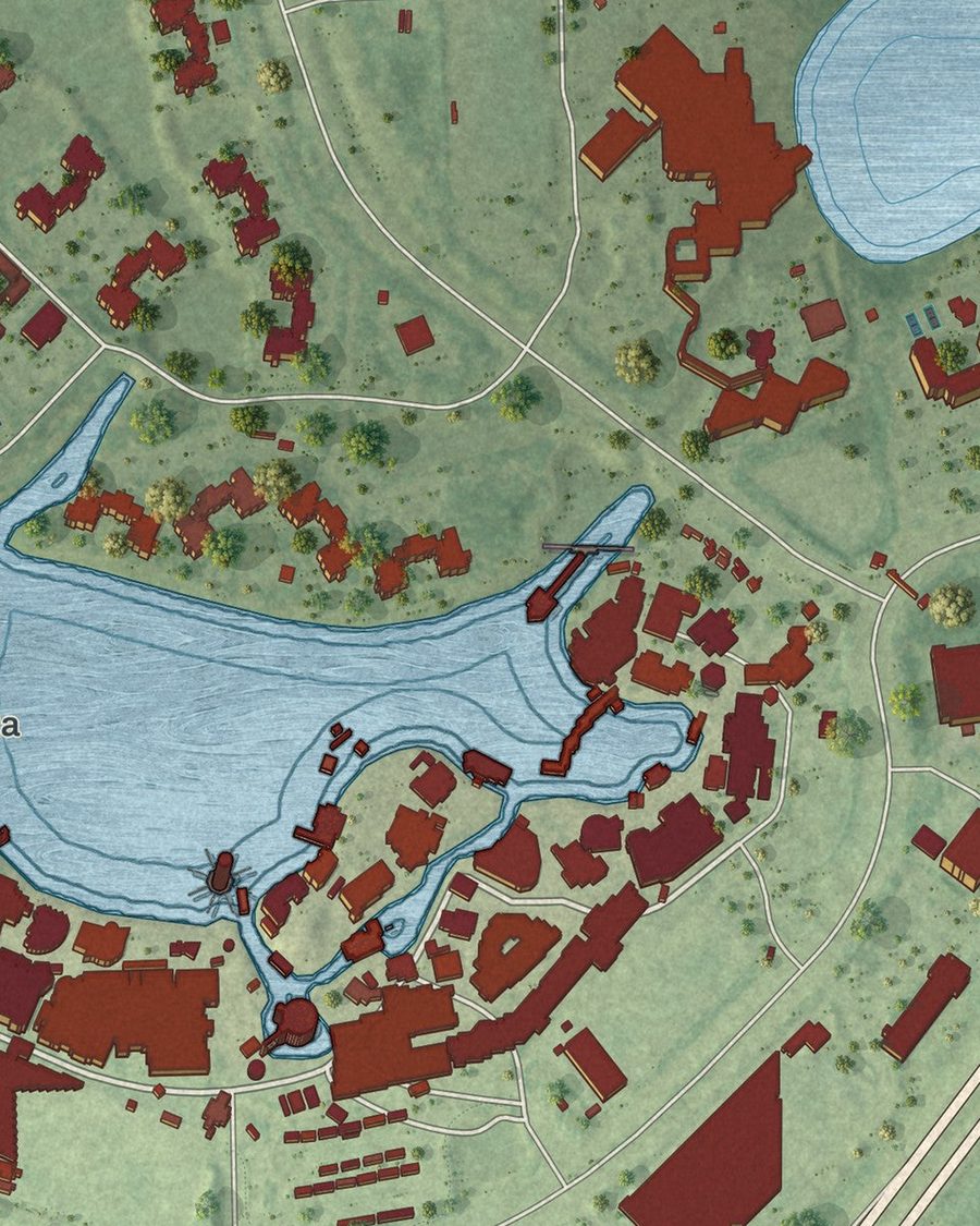 Close-up of Lake Buena Vista streets on the map