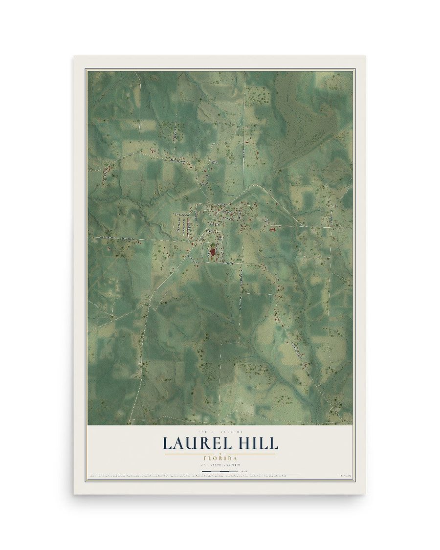 Laurel Hill, Florida map print, 12 x 18 in, print only