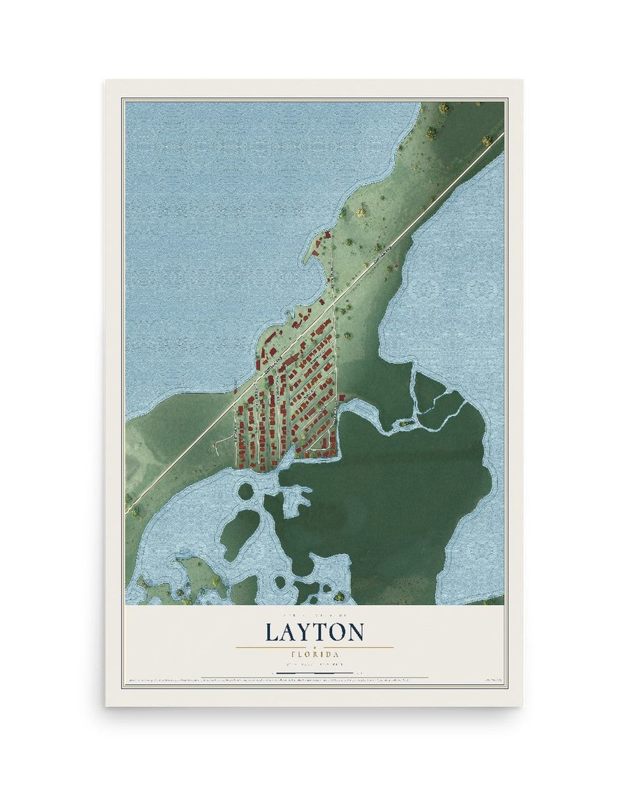 Layton, Florida map print, 12 x 18 in, print only