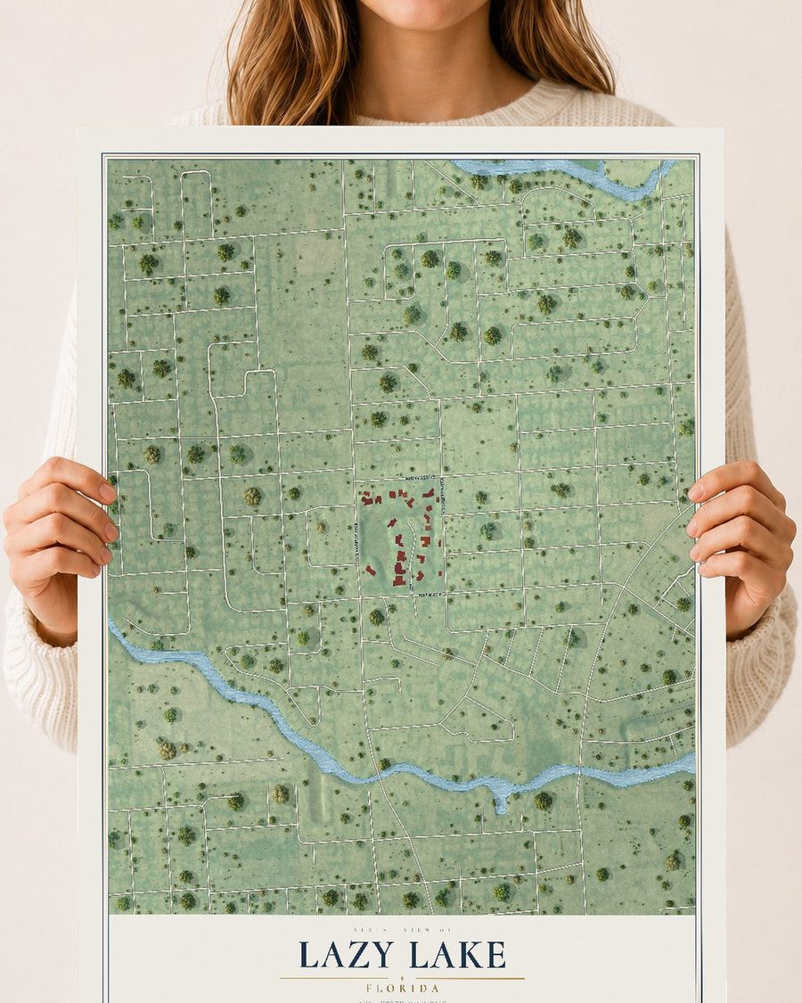 Lazy Lake, Florida map print, 18 x 24 in, print only