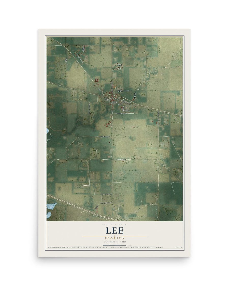 Lee, Florida map print, 12 x 18 in, print only