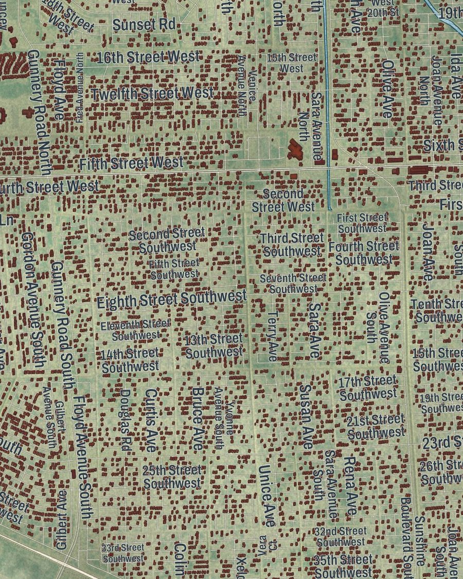 Close-up of Lehigh Acres streets on the map