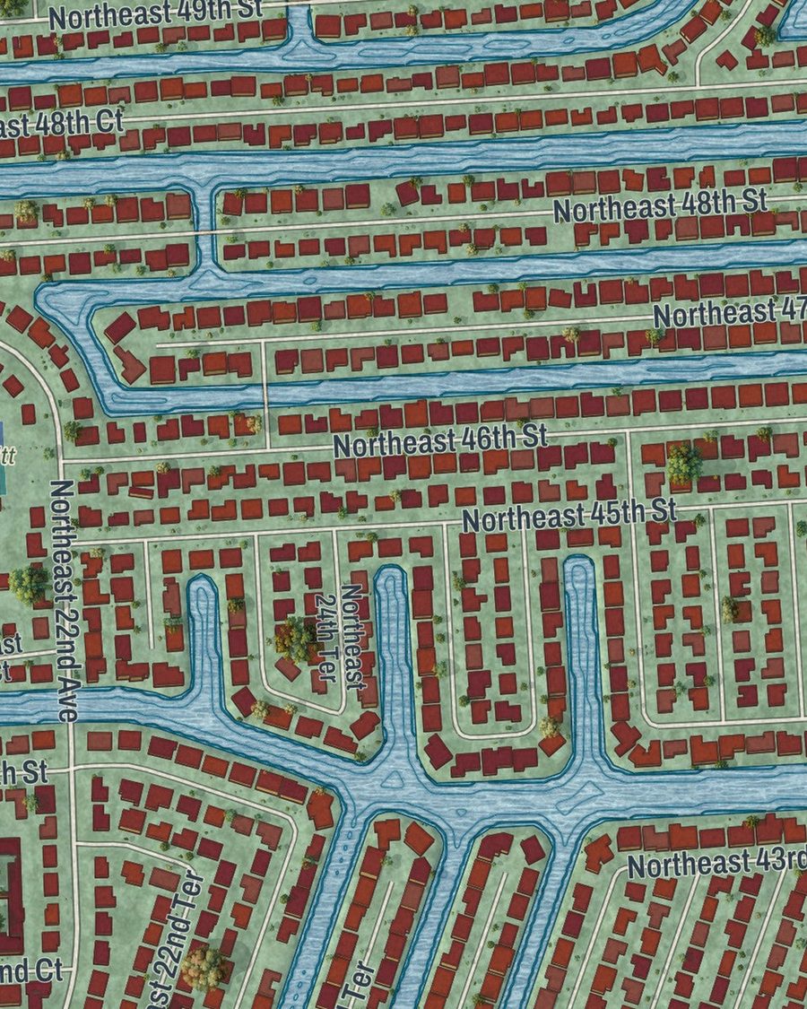 Close-up of Lighthouse Point streets on the map