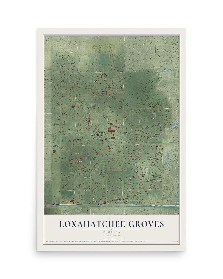Loxahatchee Groves, Florida map print, 12 x 18 in, print only