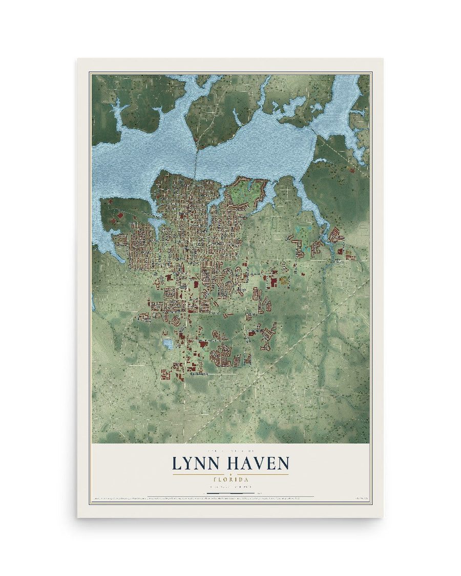 Lynn Haven, Florida map print, 12 x 18 in, print only