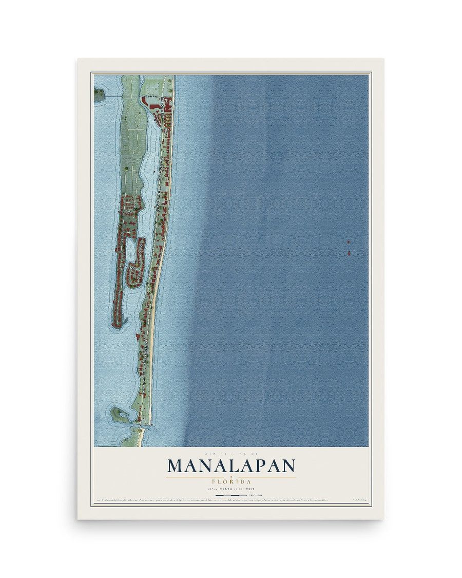 Manalapan, Florida map print, 12 x 18 in, print only
