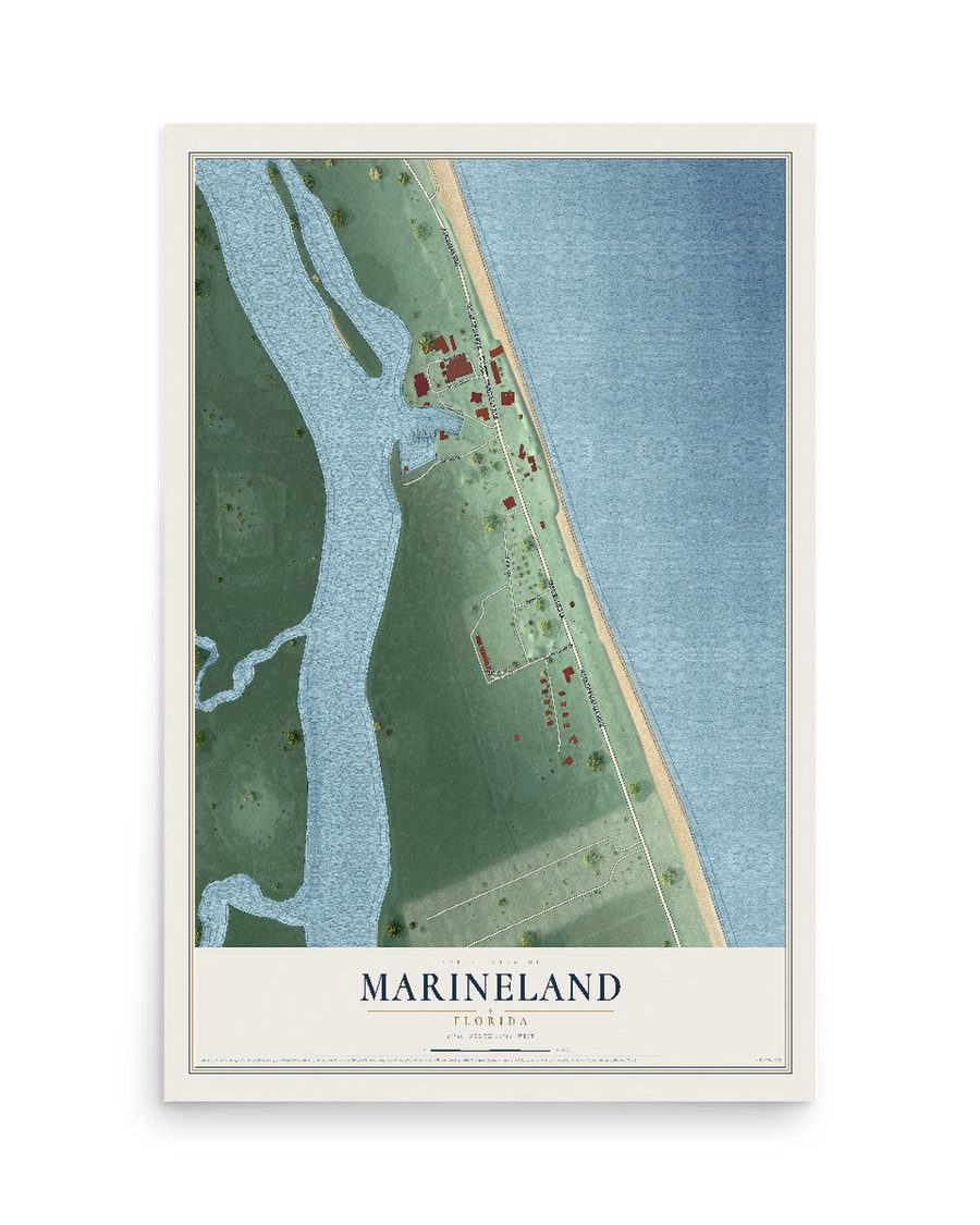 Marineland, Florida map print, 12 x 18 in, print only
