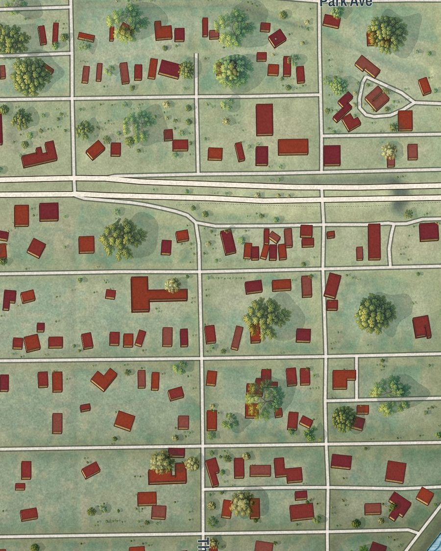 Close-up of Moore Haven streets on the map