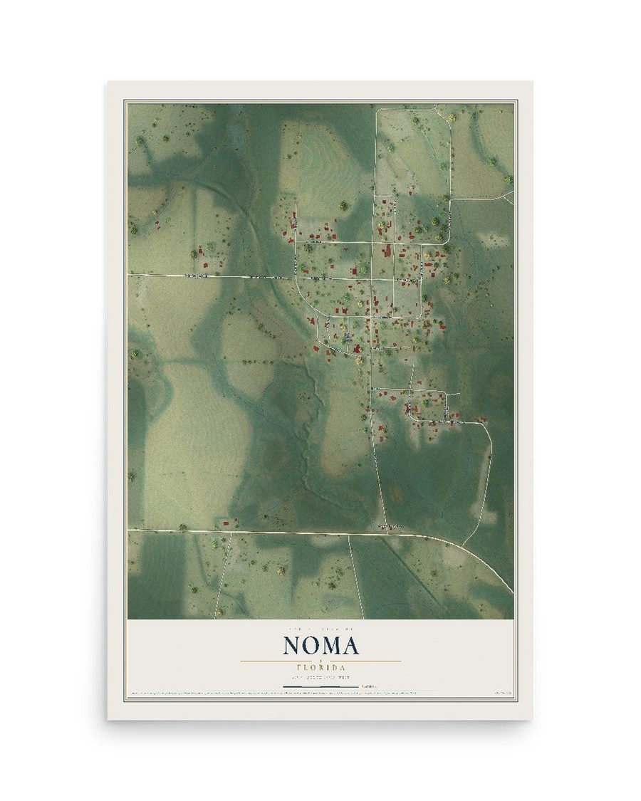Noma, Florida map print, 12 x 18 in, print only