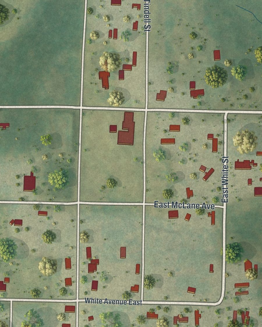 Close-up of Noma streets on the map