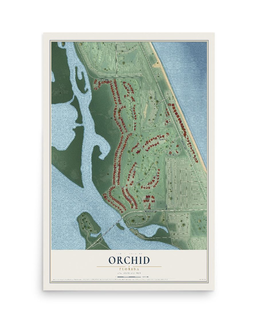Orchid, Florida map print, 12 x 18 in, print only