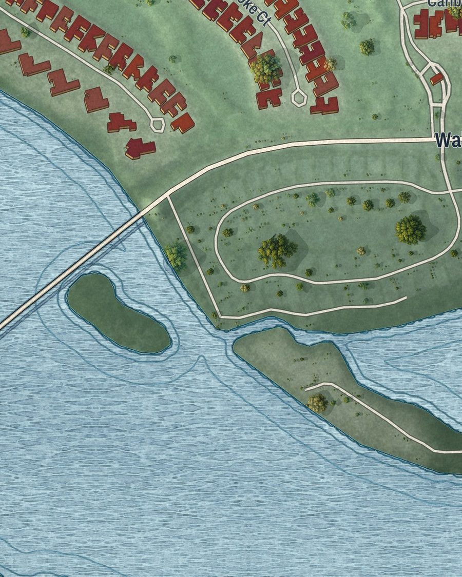 Close-up of Orchid streets on the map