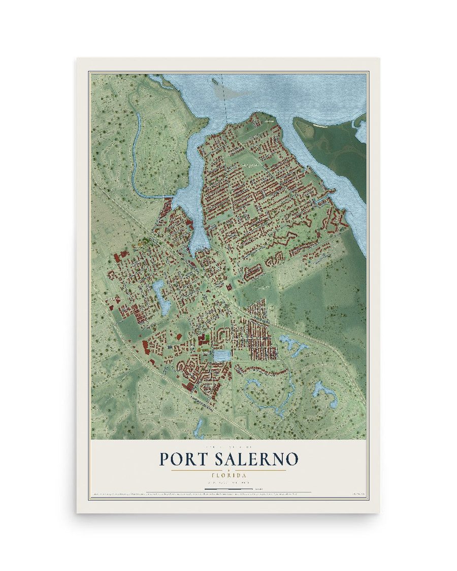 Port Salerno, Florida map print, 12 x 18 in, print only