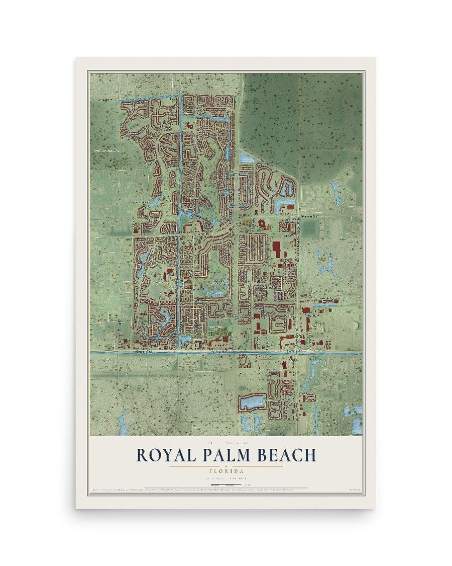 Royal Palm Beach, Florida map print, 12 x 18 in, print only