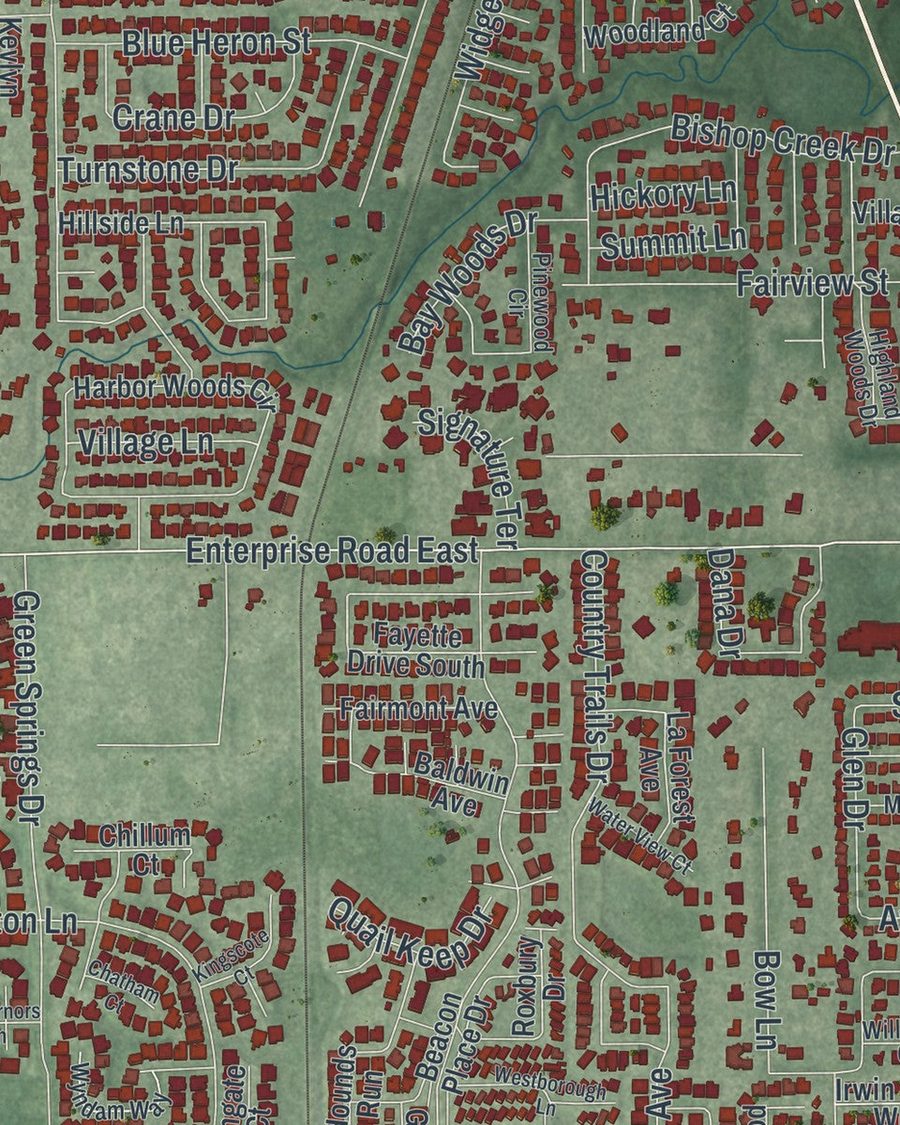 Close-up of Safety Harbor streets on the map