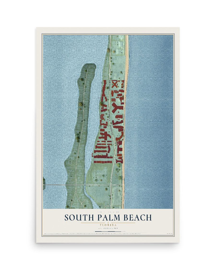 South Palm Beach, Florida map print, 12 x 18 in, print only