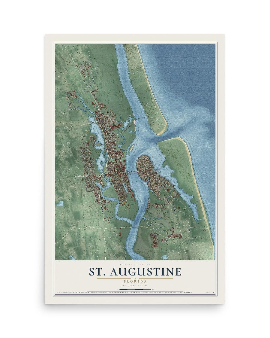 St. Augustine, Florida map print, 12 x 18 in, print only