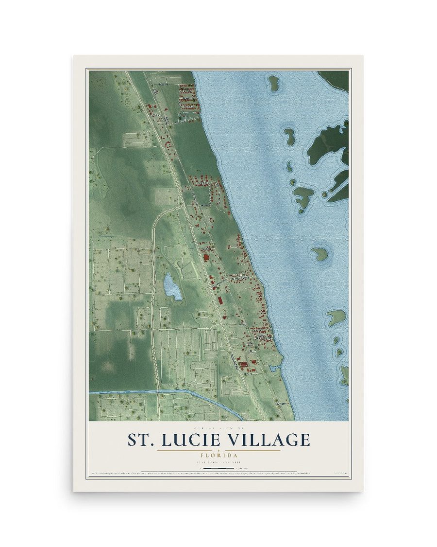 St. Lucie Village, Florida map print, 12 x 18 in, print only