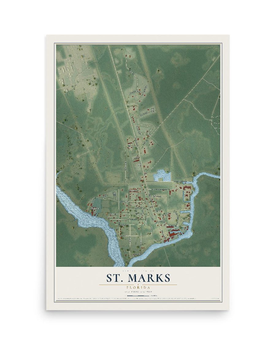 St. Marks, Florida map print, 12 x 18 in, print only