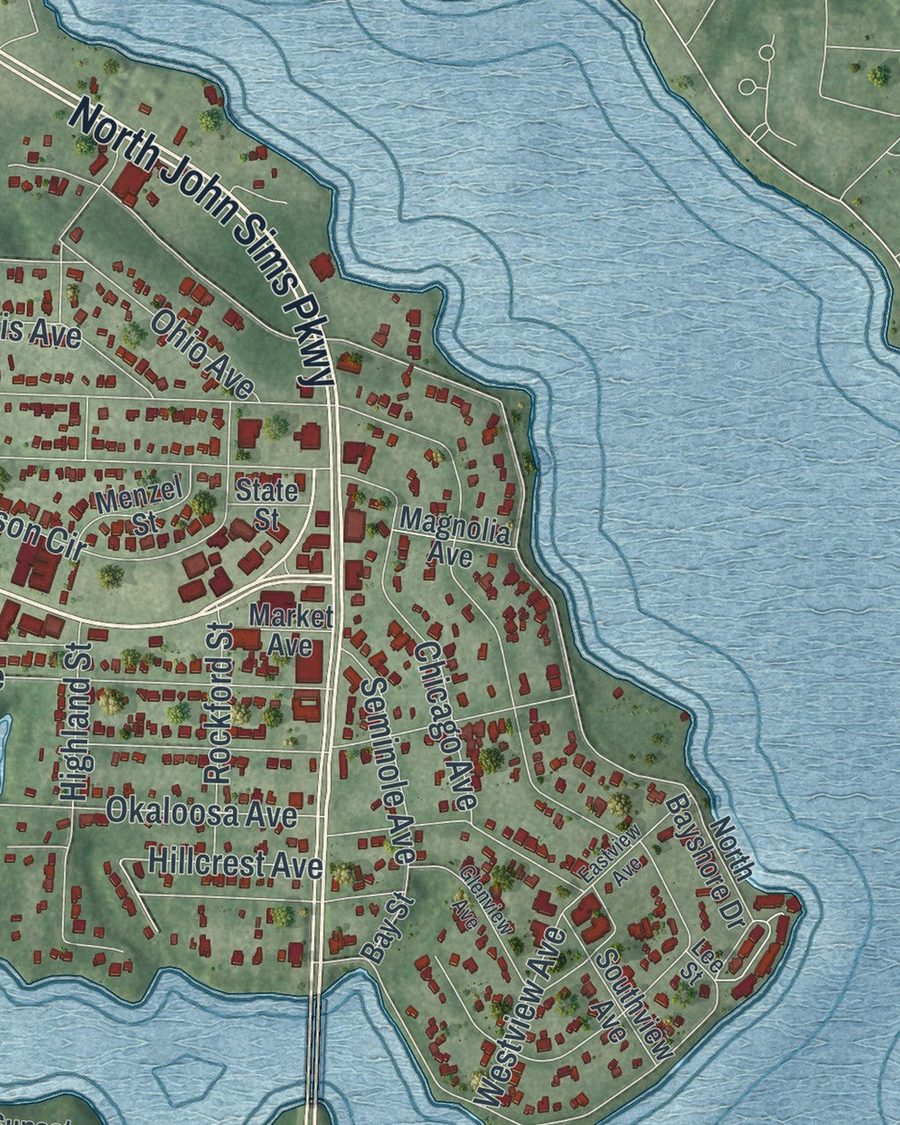 Close-up of Valparaiso streets on the map