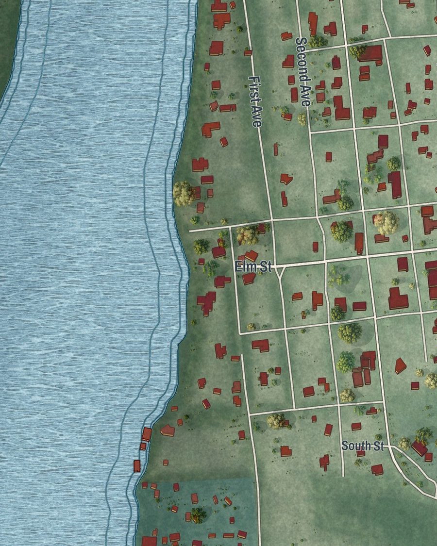 Close-up of Welaka streets on the map