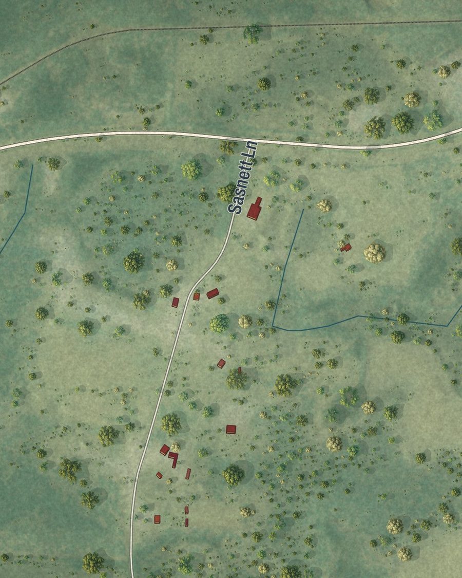 Close-up of Westville streets on the map