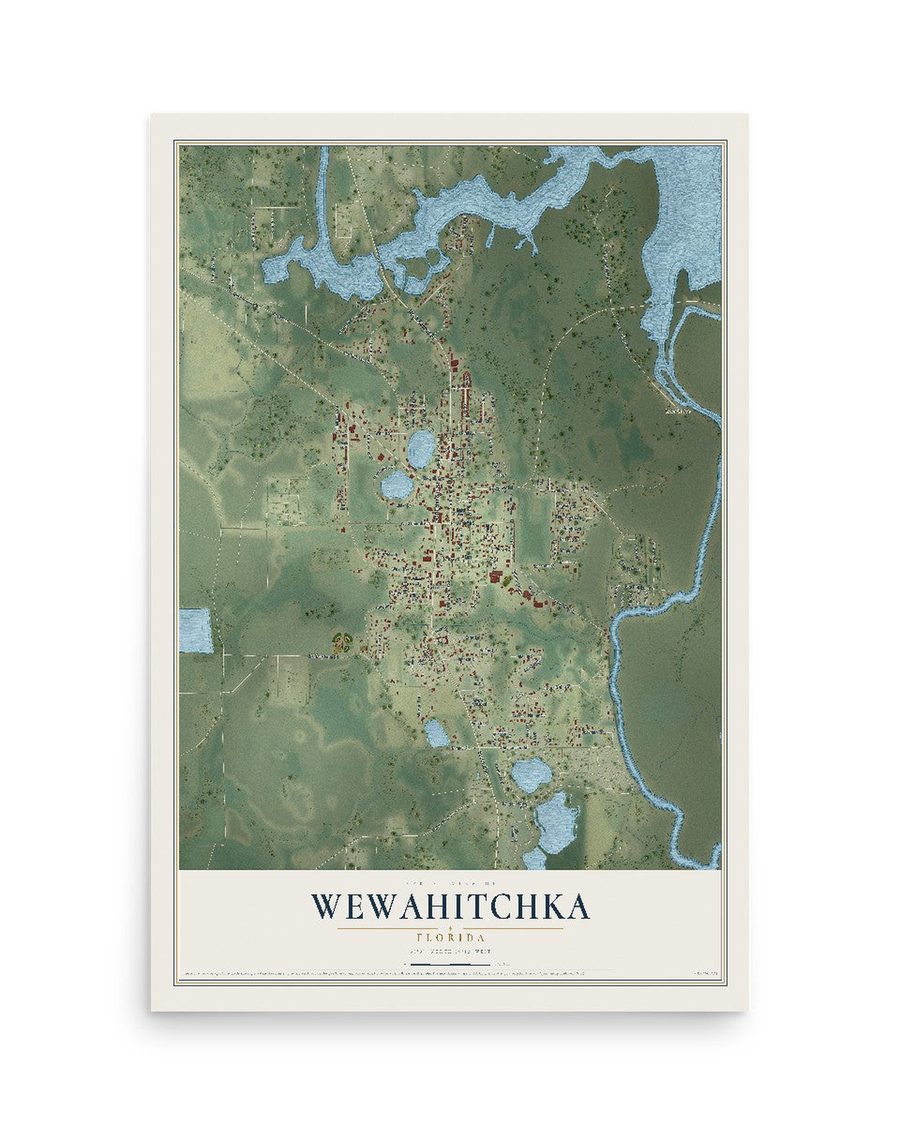 Wewahitchka, Florida map print, 12 x 18 in, print only