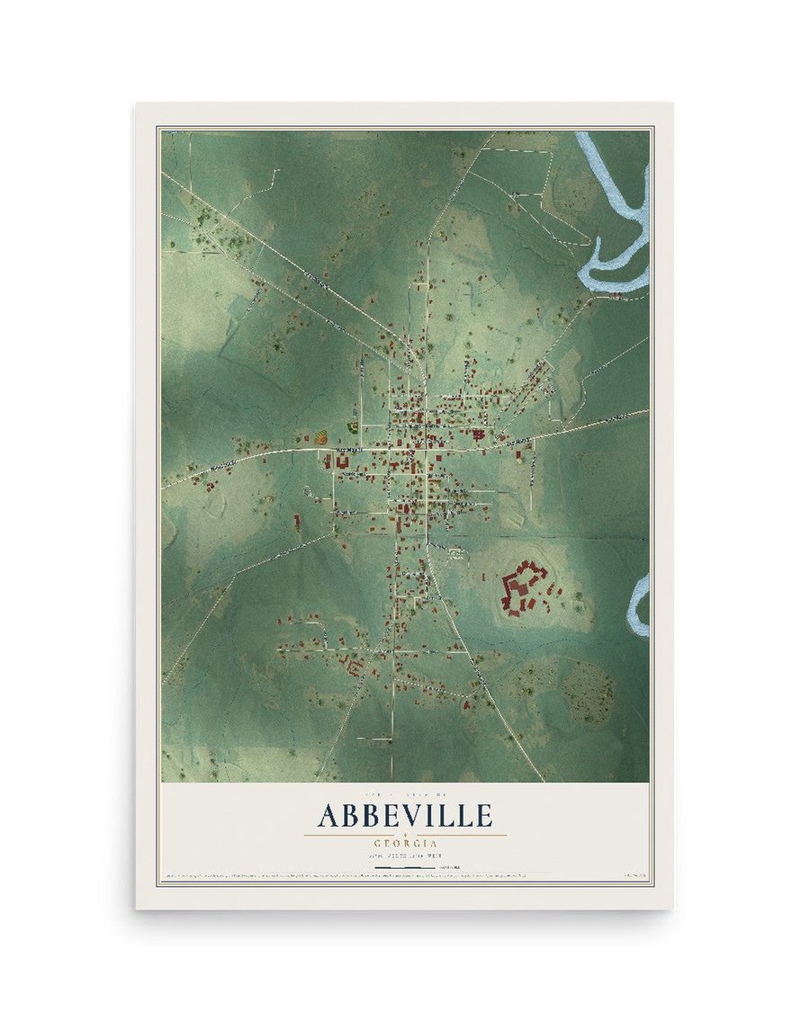 Abbeville, Georgia map print, 12 x 18 in, print only