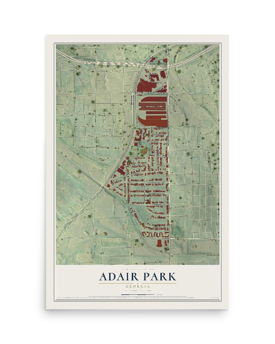 Adair Park, Georgia map print, 12 x 18 in, print only
