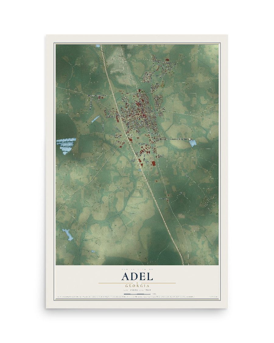 Adel, Georgia map print, 12 x 18 in, print only