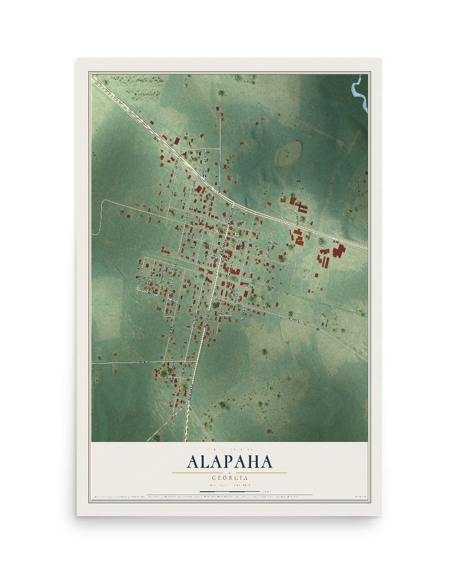 Alapaha, Georgia map print, 12 x 18 in, print only