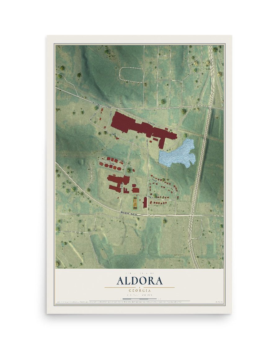 Aldora, Georgia map print, 12 x 18 in, print only