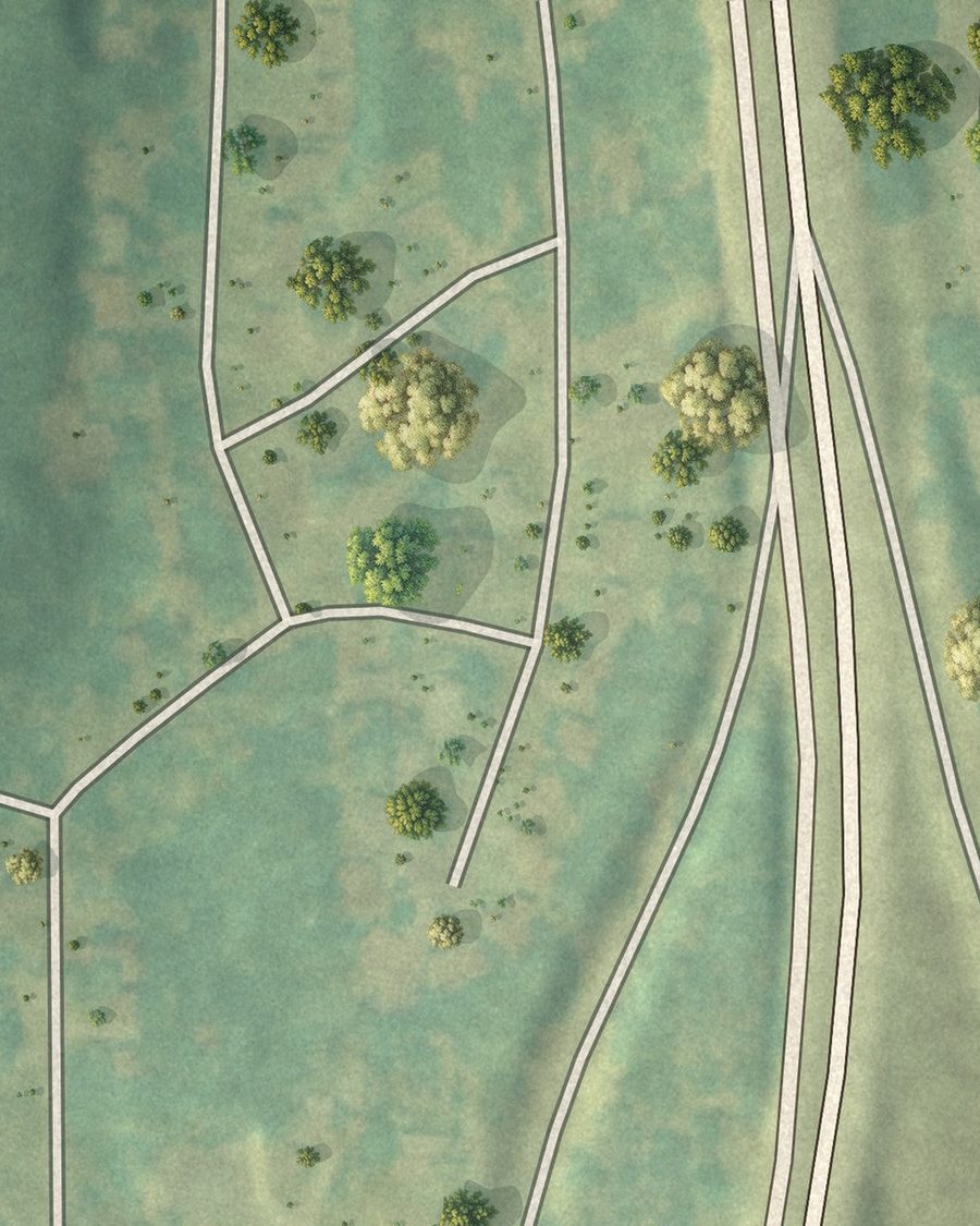 Close-up of Aldora streets on the map