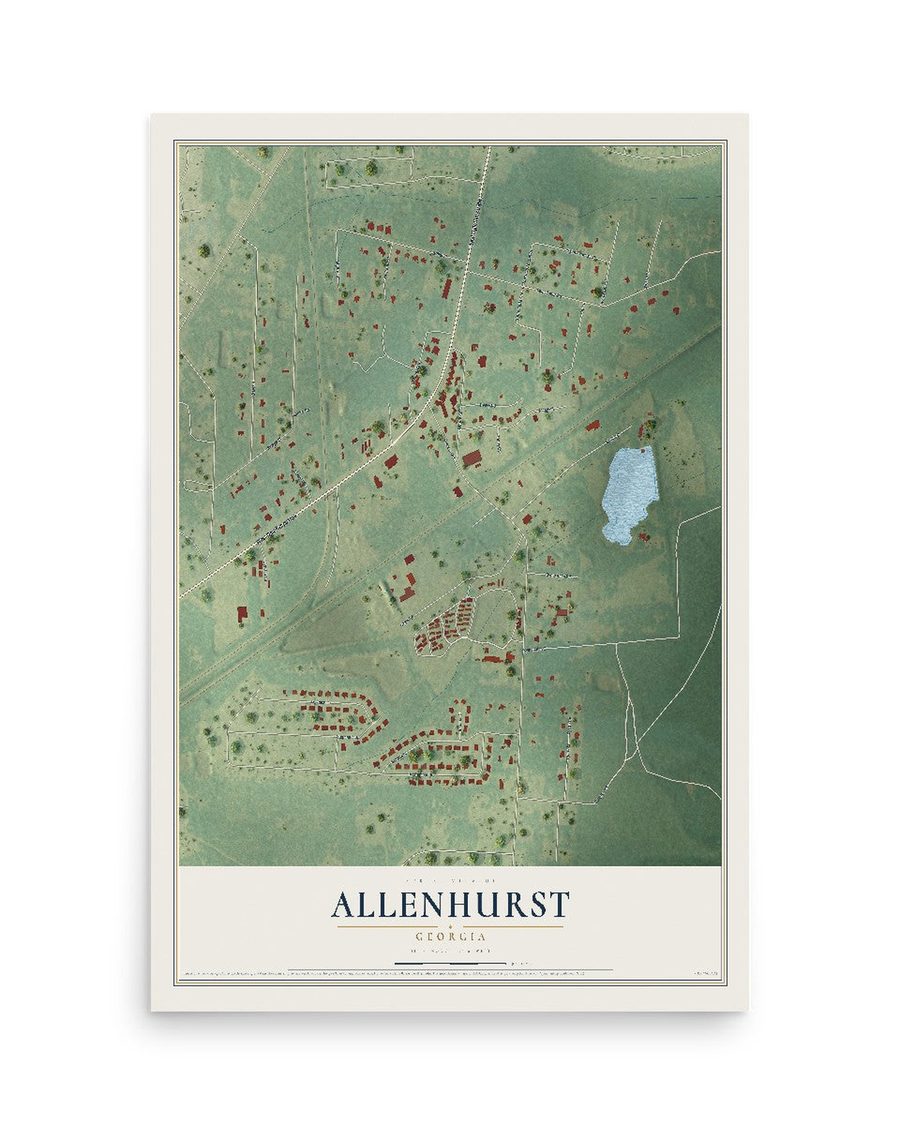 Allenhurst, Georgia map print, 12 x 18 in, print only