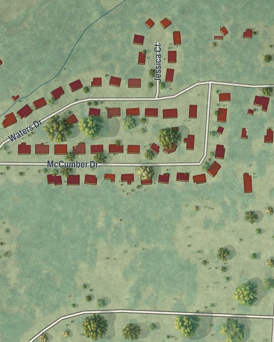 Close-up of Allenhurst streets on the map