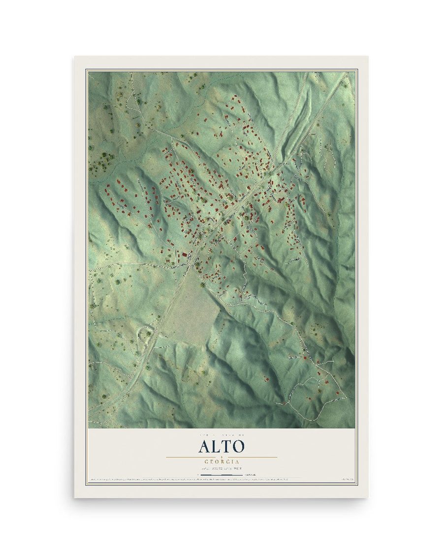 Alto, Georgia map print, 12 x 18 in, print only
