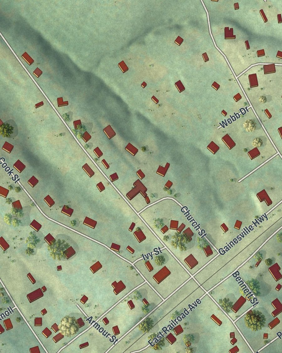 Close-up of Alto streets on the map