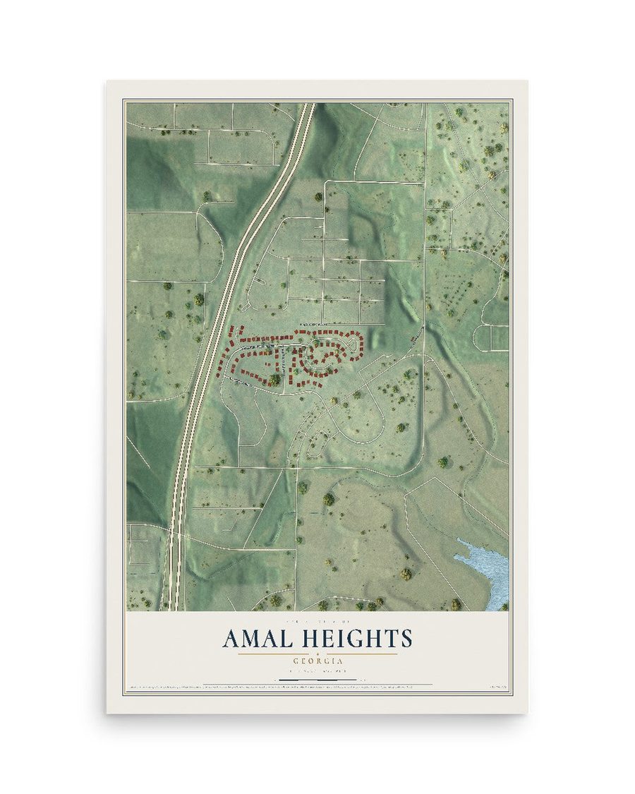 Amal Heights, Georgia map print, 12 x 18 in, print only