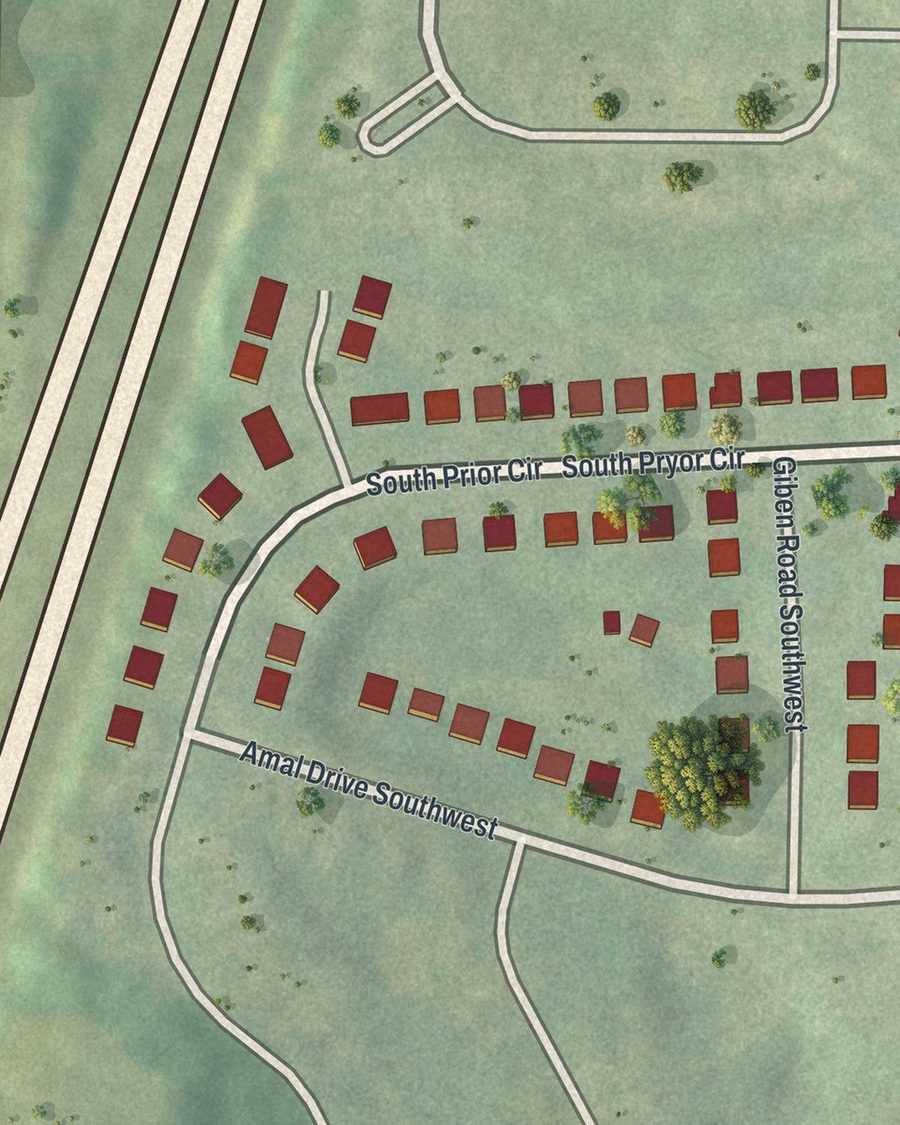 Close-up of Amal Heights streets on the map