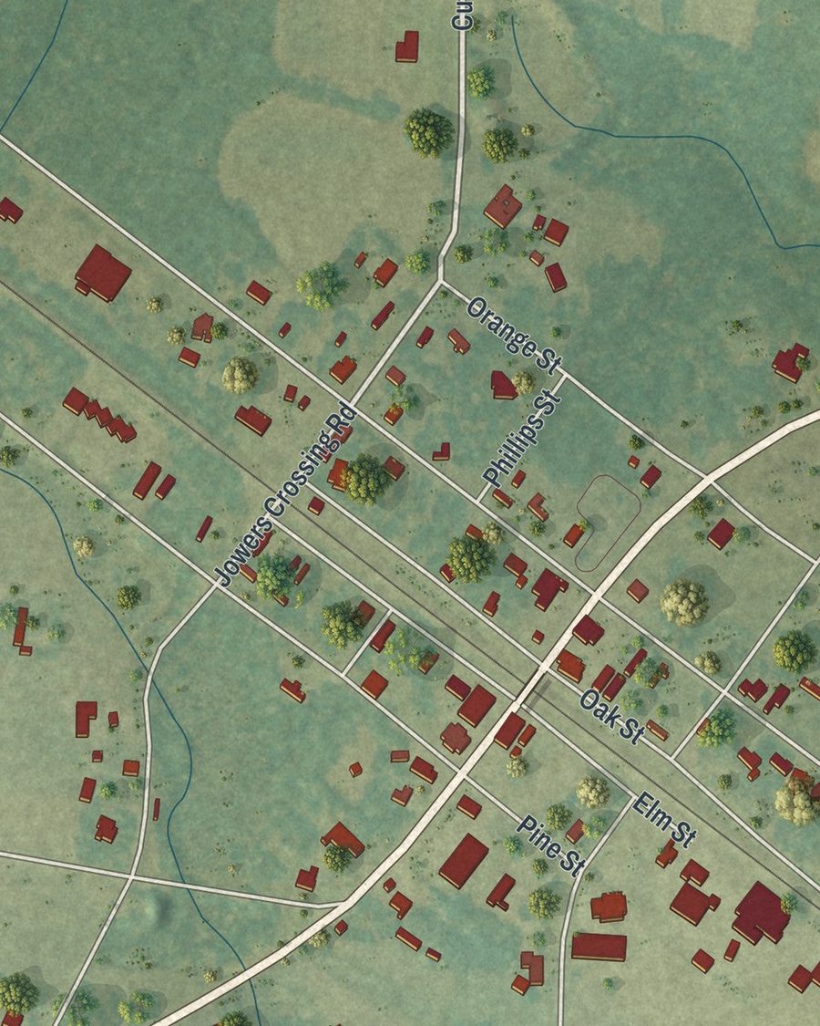 Close-up of Ambrose streets on the map