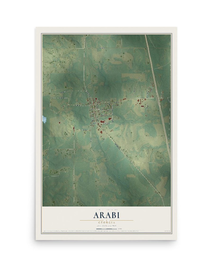 Arabi, Georgia map print, 12 x 18 in, print only