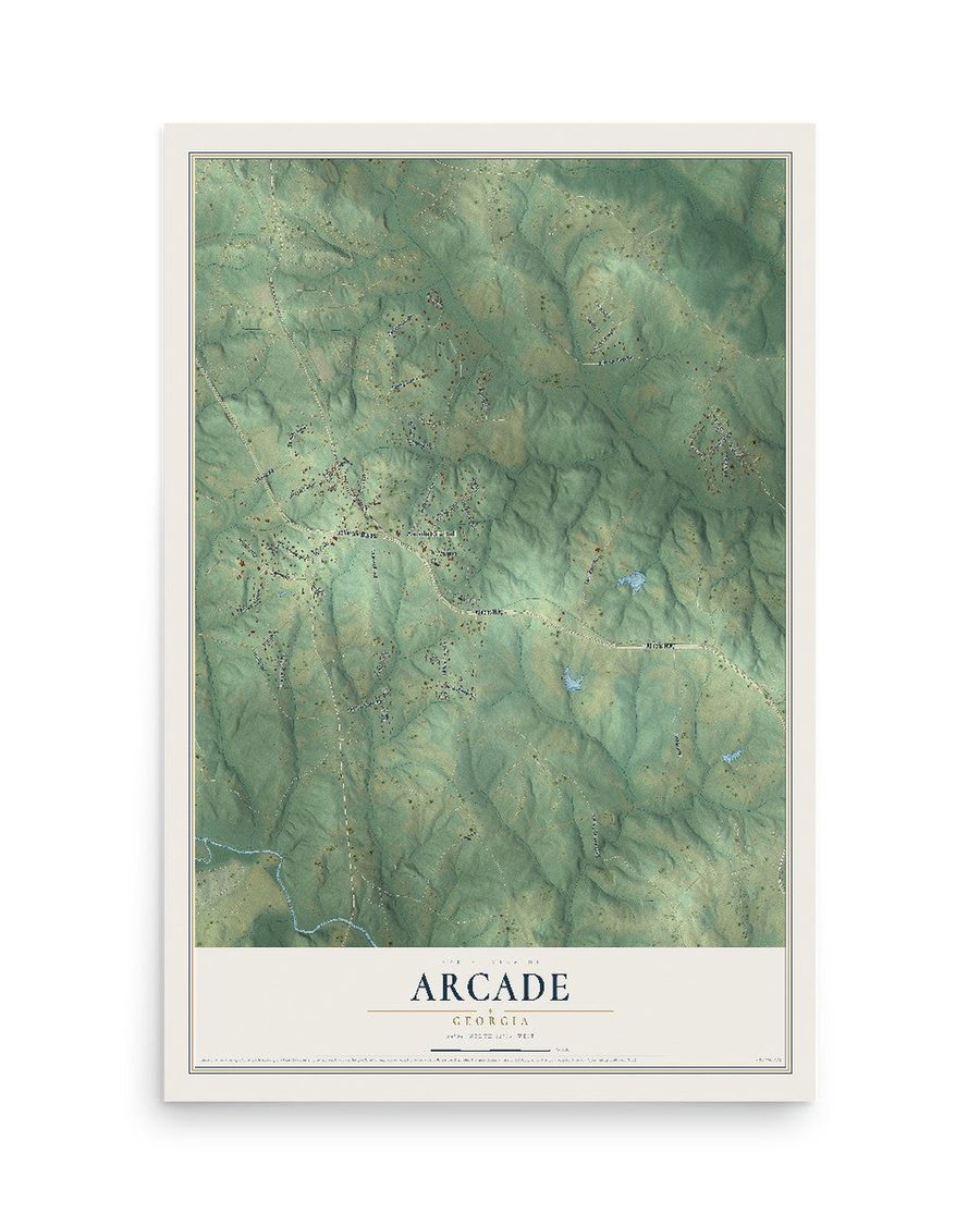 Arcade, Georgia map print, 12 x 18 in, print only