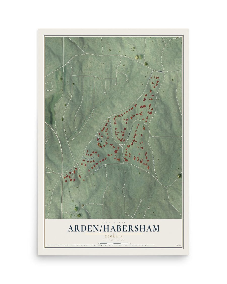 Arden-Habersham, Georgia map print, 12 x 18 in, print only