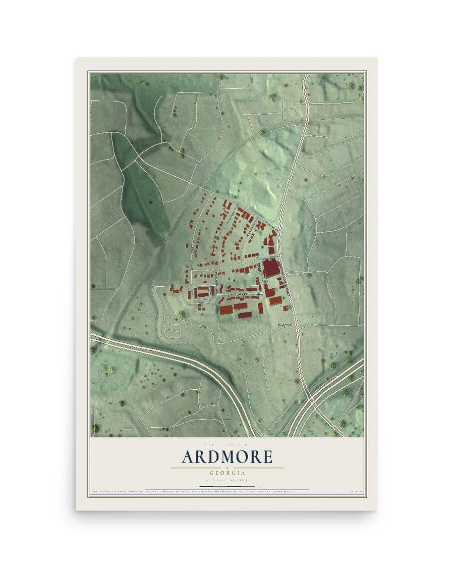 Ardmore, Georgia map print, 12 x 18 in, print only