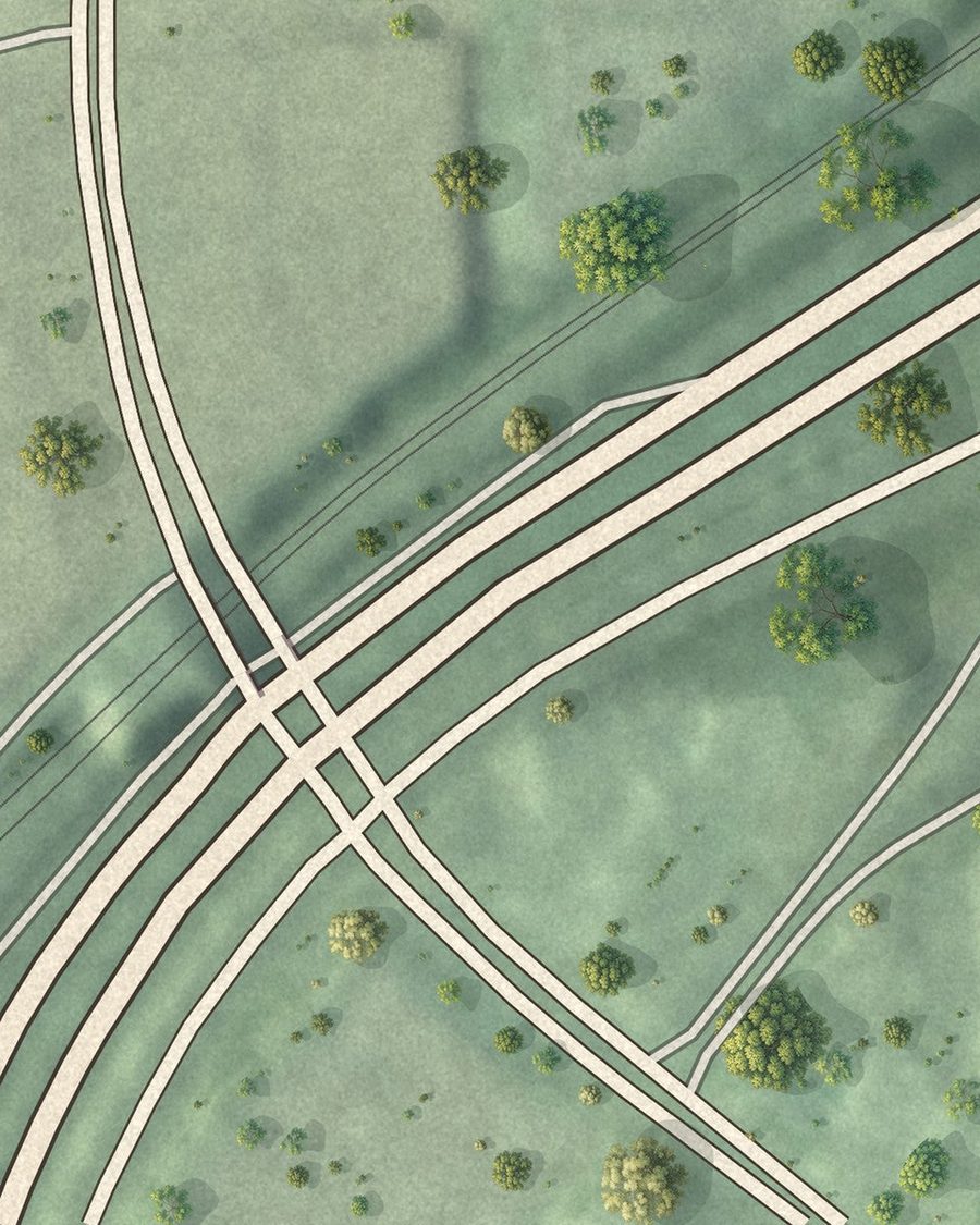 Close-up of Ardmore streets on the map
