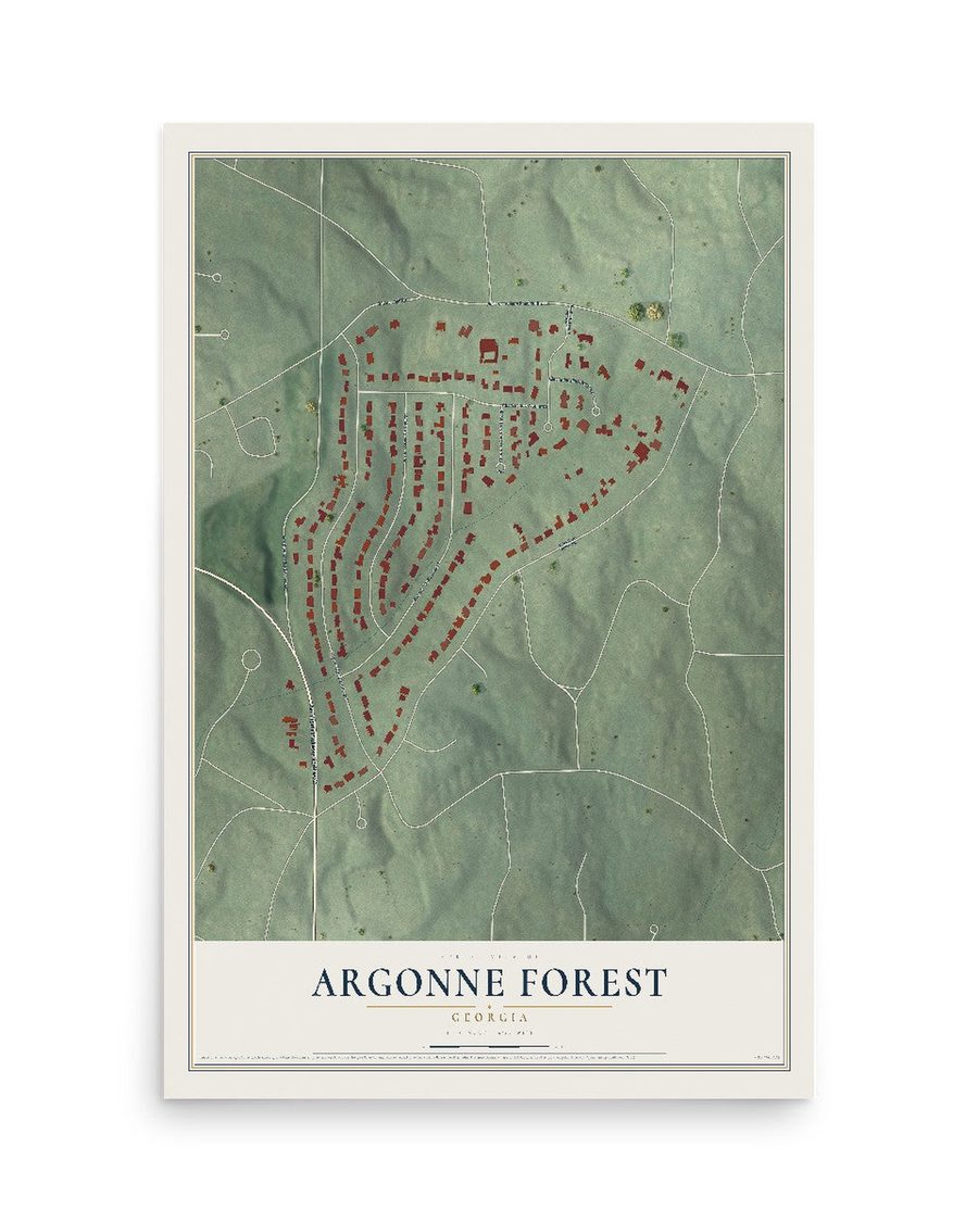 Argonne Forest, Georgia map print, 12 x 18 in, print only
