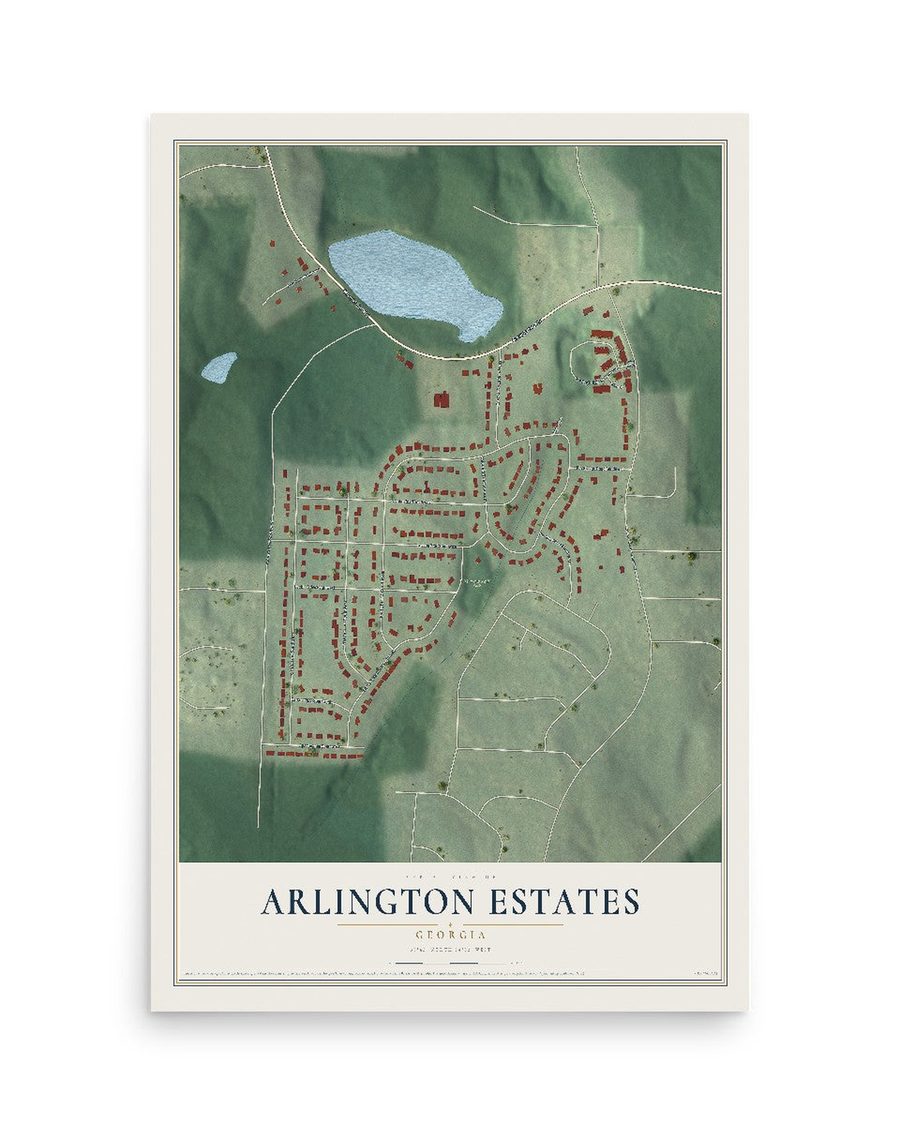 Arlington Estates, Georgia map print, 12 x 18 in, print only